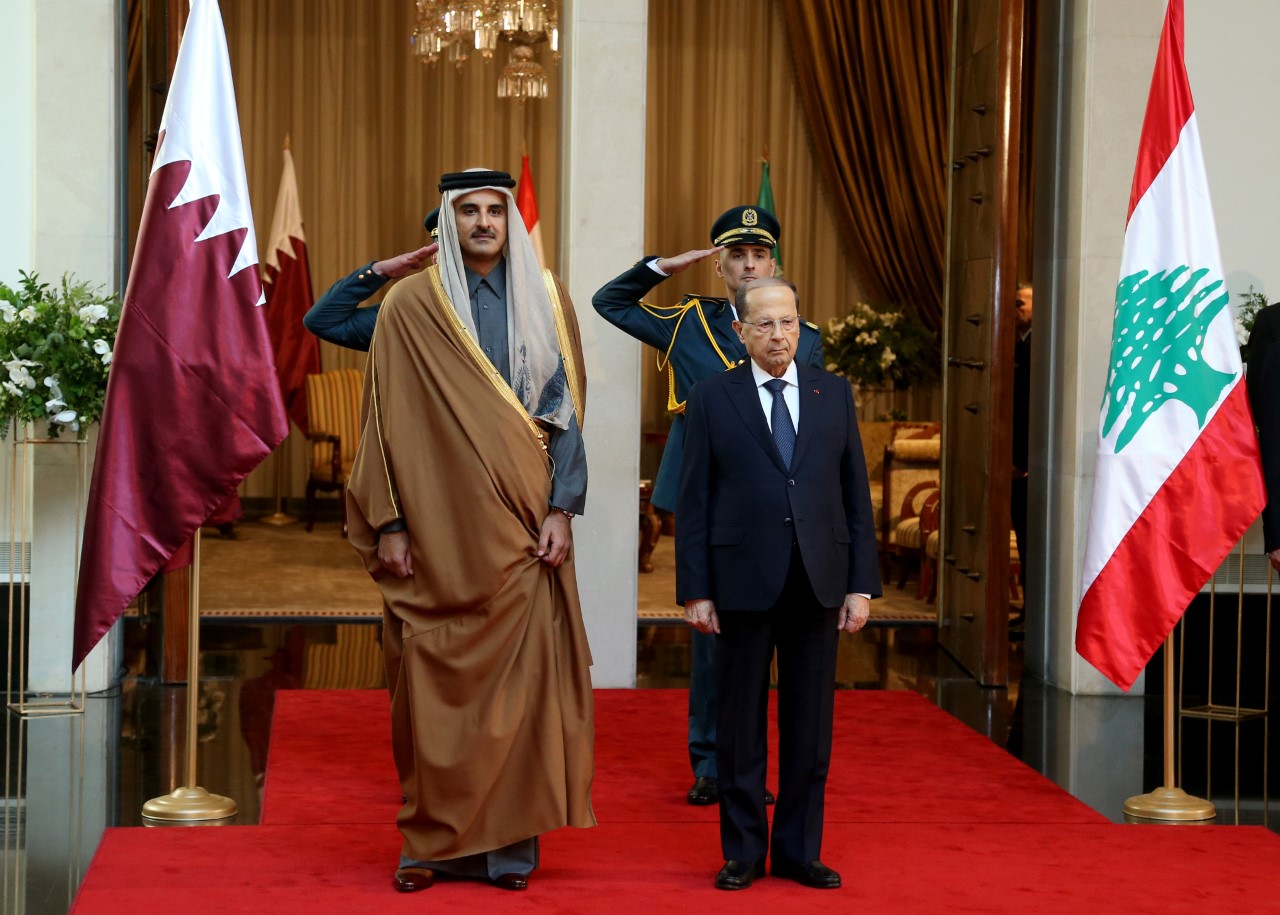 Emir Qatar and president Aoun