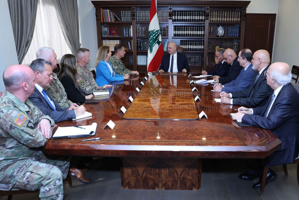 Yesterday, President Joseph Aoun received the U.S. delegation, led by General Cooper, in the presence of General Lenny and U.S. Ambassador Lisa Johnson, at Baabda Palace.